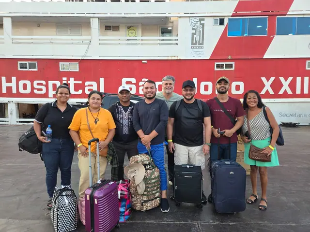 Registro de grupo durante deslocamento da viagem de campo